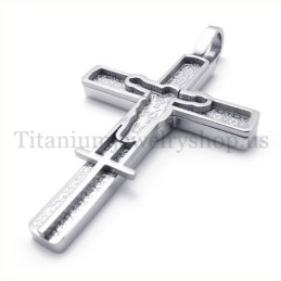 Carved Jesus Pattern Titanium Cross Pendant