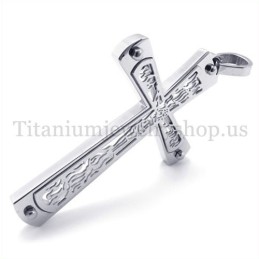 Embedded Hollow Cross Pattern Fashion Titanium Cross Pendant