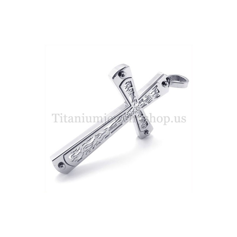 Embedded Hollow Cross Pattern Fashion Titanium Cross Pendant Embedded Hollow Cross Pattern Fashion Titanium Cross Pendant