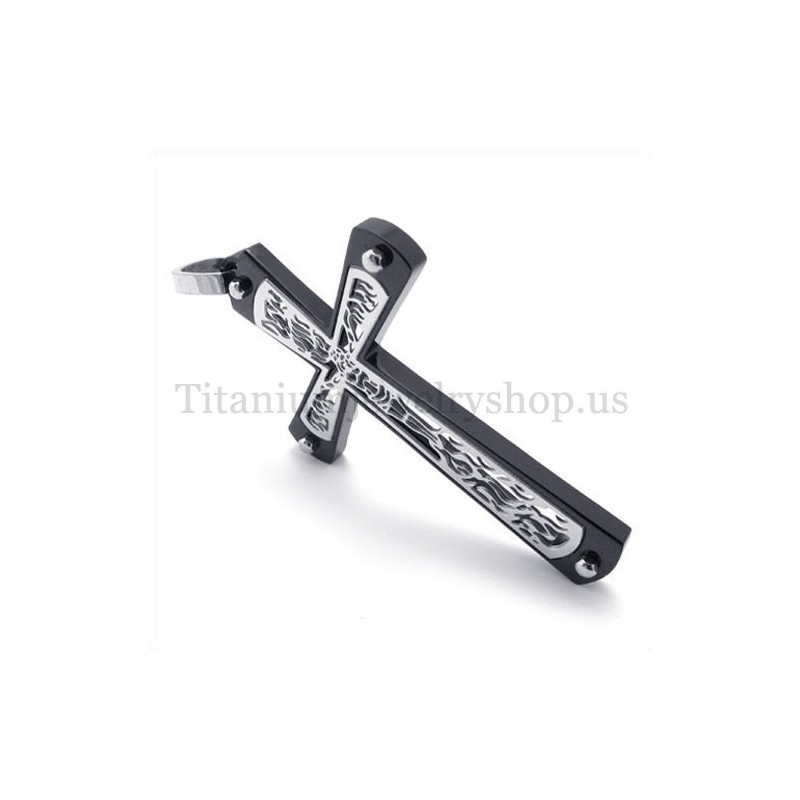 Black Embedded Hollow Cross Pattern Fashion Titanium Cross Pendant Black Embedded Hollow Cross Pattern Fashion Titanium Cross Pendant