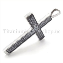 Carved Jesus Pattern And Bible Fashion Titanium Cross Pendant
