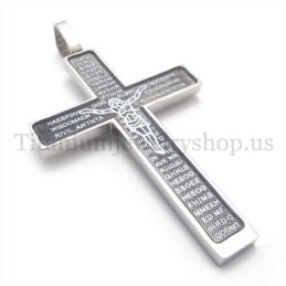 Carved Jesus Pattern And Bible Fashion Titanium Cross Pendant