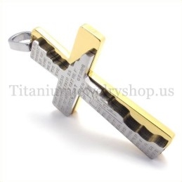 Fashion Two Layers Bible Titanium Cross Pendant