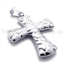 Fashion With Cobblestone Pattern Titanium Cross Pendant