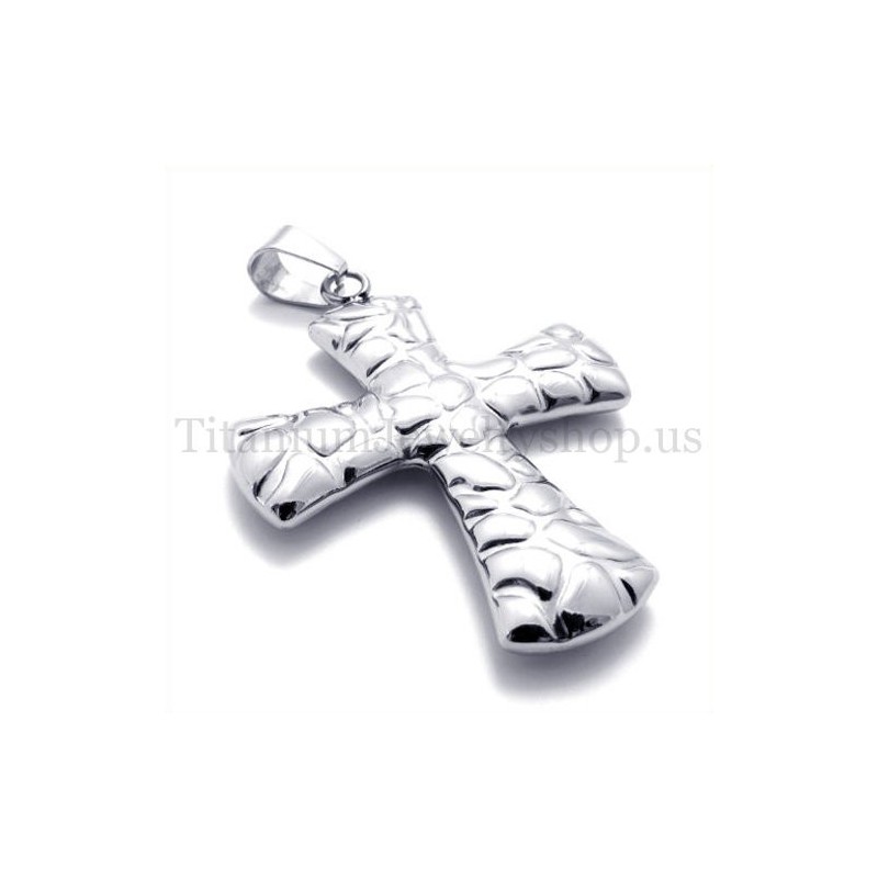 Fashion With Cobblestone Pattern Titanium Cross Pendant Fashion With Cobblestone Pattern Titanium Cross Pendant