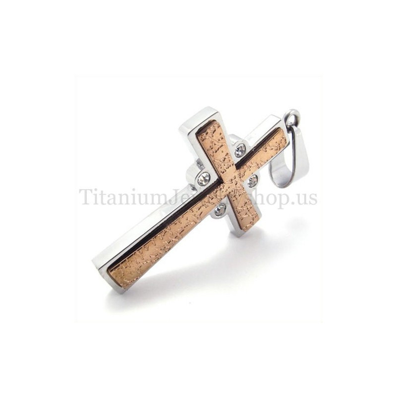 Fashion Coffee Golden Two Layer Titanium Cross Pendant Fashion Coffee Golden Two Layer Titanium Cross Pendant