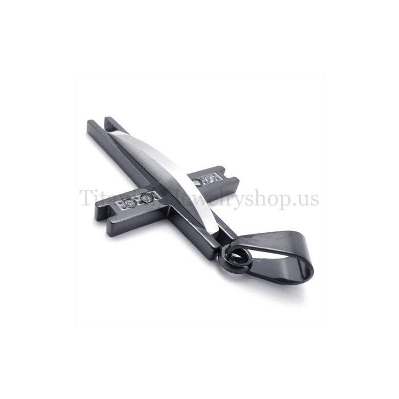Black With Diamond Fashion Titanium Cross Pendant Black With Diamond Fashion Titanium Cross Pendant