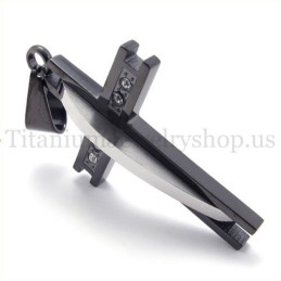 Black With Diamond Fashion Titanium Cross Pendant