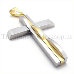 Golden Fashion Man Titanium Cross Pendant