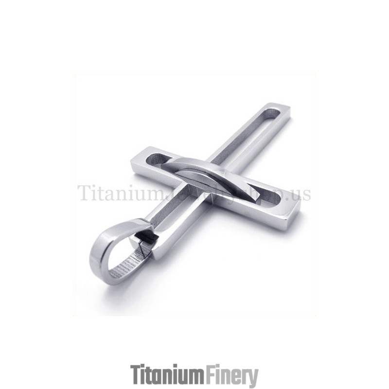 Silver Noble Man Fashion Titanium Cross Pendant Silver Noble Man Fashion Titanium Cross Pendant