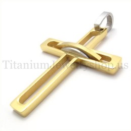 Golden Noble Man Fashion Titanium Cross Pendant