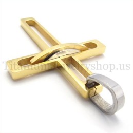 Golden Noble Man Fashion Titanium Cross Pendant