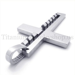 Silver Fashion Bump Titanium Cross Pendant