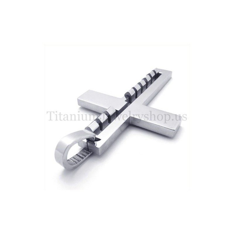 Silver Fashion Bump Titanium Cross Pendant Silver Fashion Bump Titanium Cross Pendant