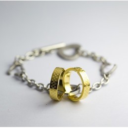 Gold Double Circle Titanium Bracelet
