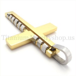 Golden Fashion Bump Titanium Cross Pendant