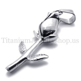 Silver Beautiful Rose Titanium Pendant