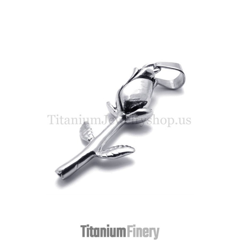 Silver Beautiful Rose Titanium Pendant Silver Beautiful Rose Titanium Pendant