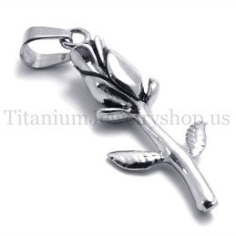 Silver Beautiful Rose Titanium Pendant