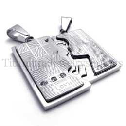 Silver Two Layer Interlocking Lovers Titanium Pendant