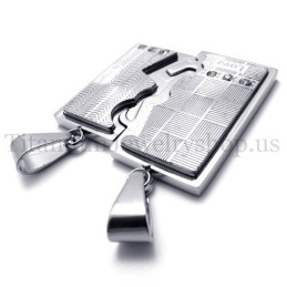 Silver Two Layer Interlocking Lovers Titanium Pendant