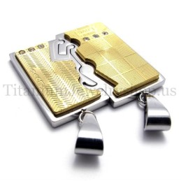 Gold Two Layer Interlocking Lovers Titanium Pendant