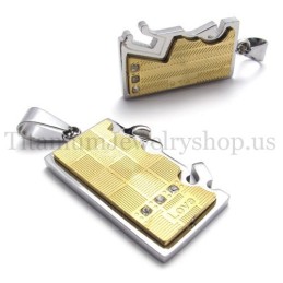 Gold Two Layer Interlocking Lovers Titanium Pendant