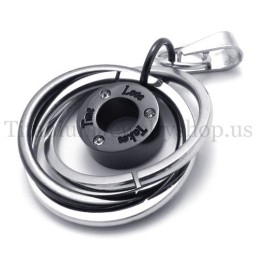 Black Multi-Ring Engraved With "Take Time Love" Titanium Pendant