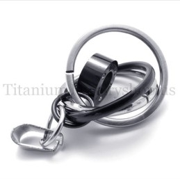 Black Multi-Ring Engraved With "Take Time Love" Titanium Pendant