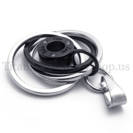 Black Multi-Ring Engraved With "Take Time Love" Titanium Pendant