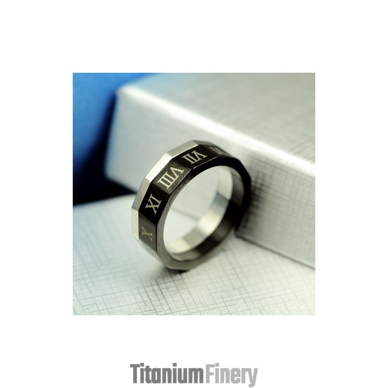 Fine Roman Numerals Titanium Men's Ring Fine Roman Numerals Titanium Men's Ring