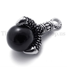 Eagle'S Paw And Black Gem Titanium Pendant