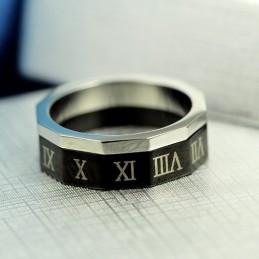 Fine Roman Numerals Titanium Men's Ring