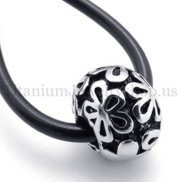 Silver Flowers Fortunate Bead Titanium Pendant