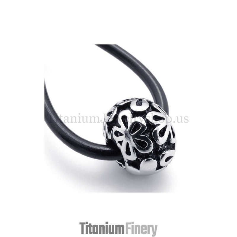 Silver Flowers Fortunate Bead Titanium Pendant