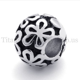 Silver Flowers Fortunate Bead Titanium Pendant