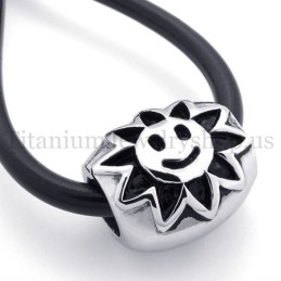 Ellipsoidal With Sunflower Fortunate Bead Titanium Pendant