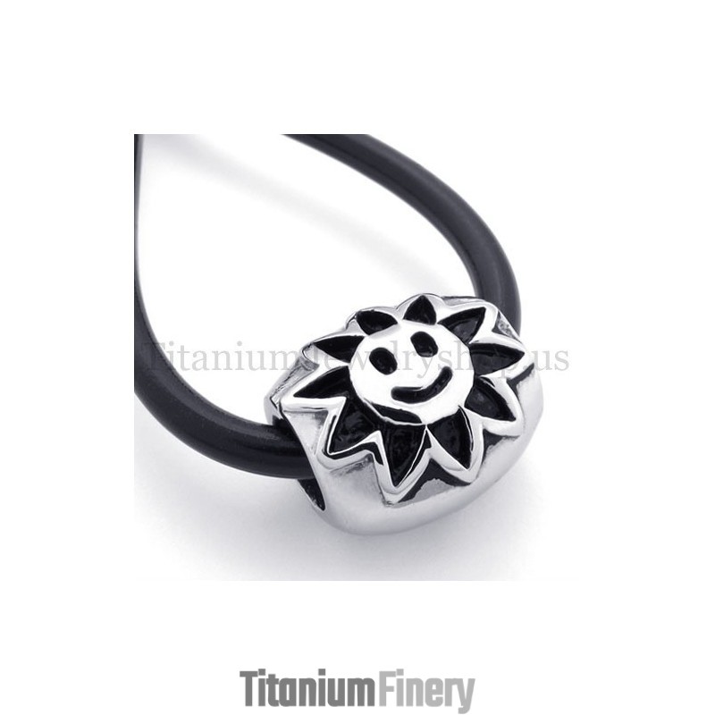 Ellipsoidal With Sunflower Fortunate Bead Titanium Pendant Ellipsoidal With Sunflower Fortunate Bead Titanium Pendant