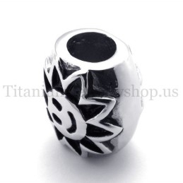 Ellipsoidal With Sunflower Fortunate Bead Titanium Pendant