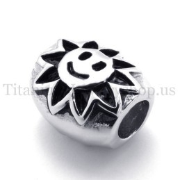 Ellipsoidal With Sunflower Fortunate Bead Titanium Pendant