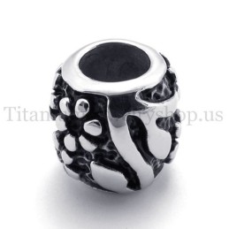 Ellipsoidal With Flowers Fortunate Bead Titanium Pendant