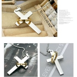 Men's Pure Titanium Cross Necklace Pendant Chain (New) 7576