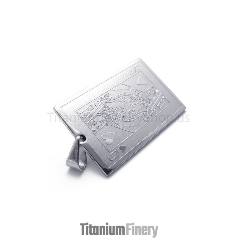 New Silvery Playing Card Titanium Pendant(Q) New Silvery Playing Card Titanium Pendant(Q)