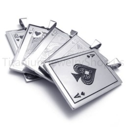 New Silvery Playing Cards Titanium Pendants