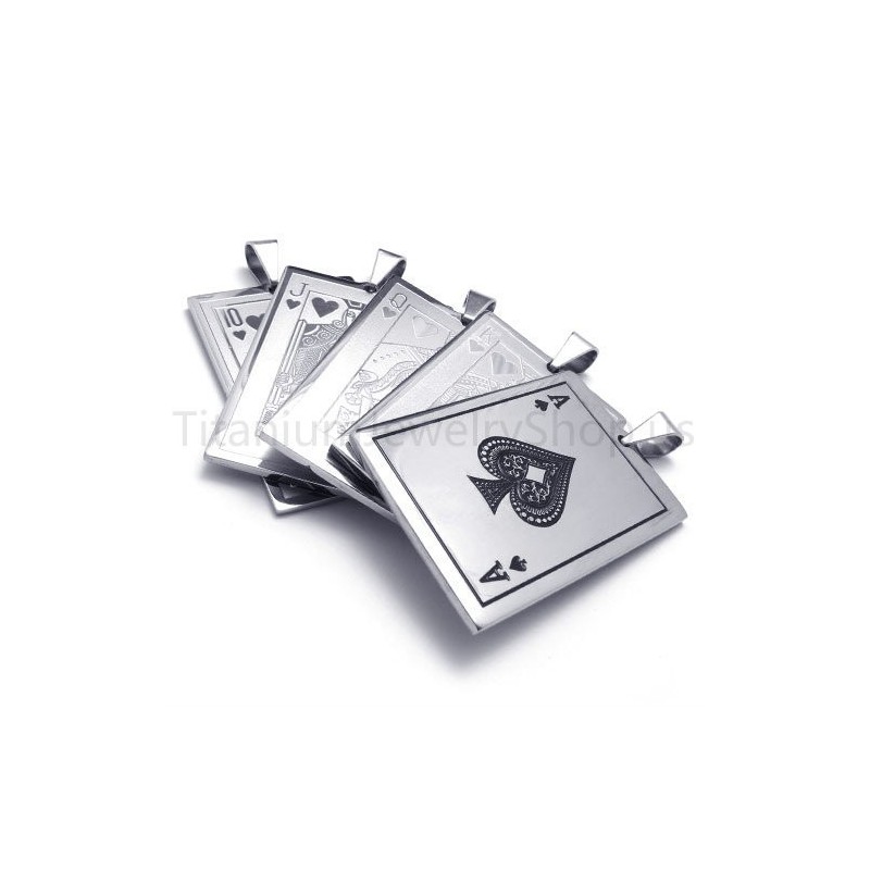 New Silvery Playing Cards Titanium Pendants New Silvery Playing Cards Titanium Pendants