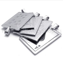 New Silvery Playing Cards Titanium Pendants