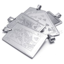 New Silvery Playing Cards Titanium Pendants