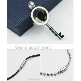 Fashion Heart Lock Key Titanium Necklace Pendant (New Style)