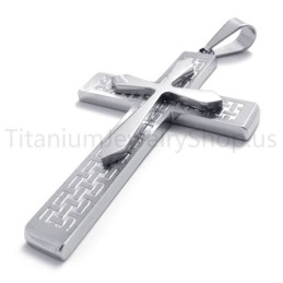 New Two Layers Silvery Cross Titanium Pendant