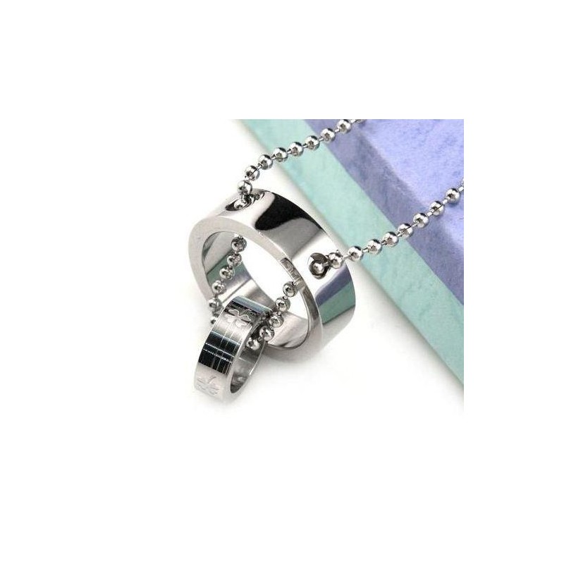 Pure Titanium Pendants Necklace Clover Double Circle Pure Titanium Pendants Necklace Clover Double Circle